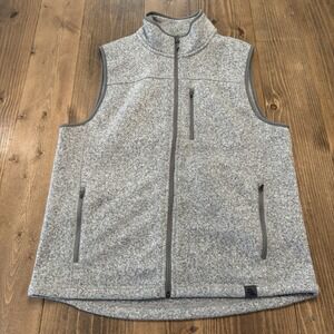 LL Bean Sweater Fleece Vest Mens Medium Gray Full Zip Pockets Outdoor Hiking